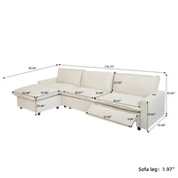 Solid Wood Frame L-Shaped Linen Sectional Sofa with Functional Recliner, Wireless Charging, Zero Gravity Recline & Seat Heating, 3 Color Options