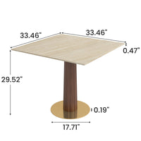 Light Luxury Conversation Table – Multi-Shape & Material Options + Column-Pattern Solid Wood Leg, Light Retro Leisure Table