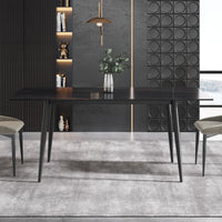 3 Sizes & 3 Colors Rectangular Dining Table – 2-Tone Tapered Metal Legs