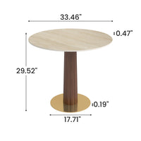 Light Luxury Conversation Table – Multi-Shape & Material Options + Column-Pattern Solid Wood Leg, Light Retro Leisure Table
