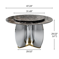 Mirrored Base Round Dining Table – 2 Color/Size Marble Tabletop Options, Optional Lazy Susan