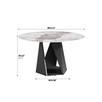 3 Color Round Tabletop Dining Table (53/59inch) – Optional Rotating Lazy Susan, 2-Tone Legs (Black/Antique Brass) for Modern Home