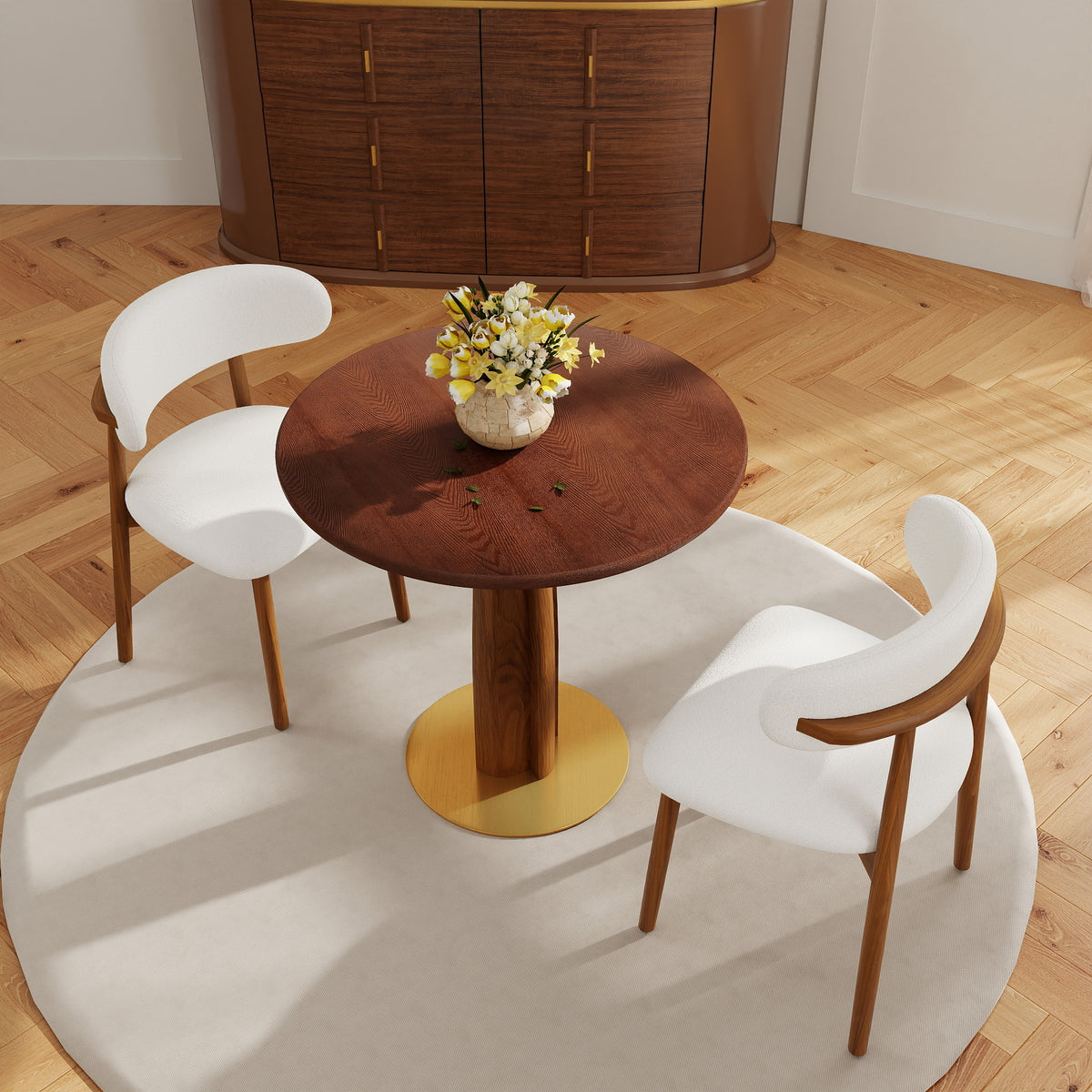 Light Luxury Conversation Table – Multi-Shape & Material Options + Multi-Column Solid Wood Leg, Retro Luxury Leisure Table