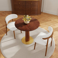 Light Luxury Conversation Table – Multi-Shape & Material Options + Column-Pattern Solid Wood Leg, Light Retro Leisure Table