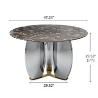 Mirrored Base Round Dining Table – 2 Color/Size Marble Tabletop Options, Optional Lazy Susan