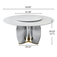 Mirrored Base Round Dining Table – 2 Color/Size Marble Tabletop Options, Optional Lazy Susan