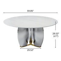 Mirrored Base Round Dining Table – 2 Color/Size Marble Tabletop Options, Optional Lazy Susan