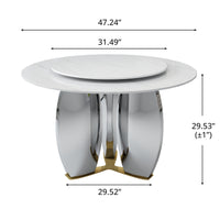 Mirrored Base Round Dining Table – 2 Color/Size Marble Tabletop Options, Optional Lazy Susan
