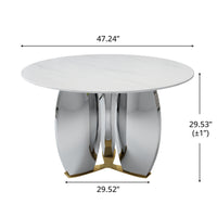 Mirrored Base Round Dining Table – 2 Color/Size Marble Tabletop Options, Optional Lazy Susan
