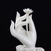 Serene Lotus Hand Porcelain Sculpture