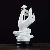 Serene Lotus Hand Porcelain Sculpture