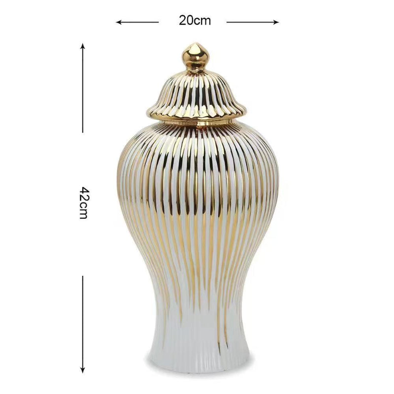 Opulent Gold-Rim Ceramic Vase