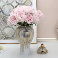 Opulent Gold-Rim Ceramic Vase