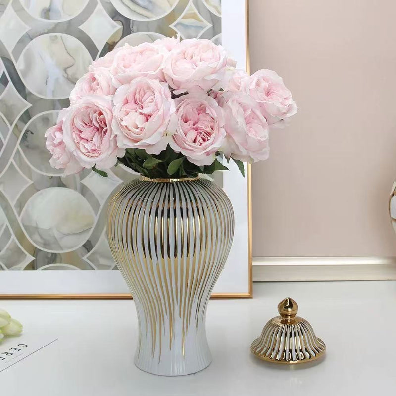 Opulent Gold-Rim Ceramic Vase