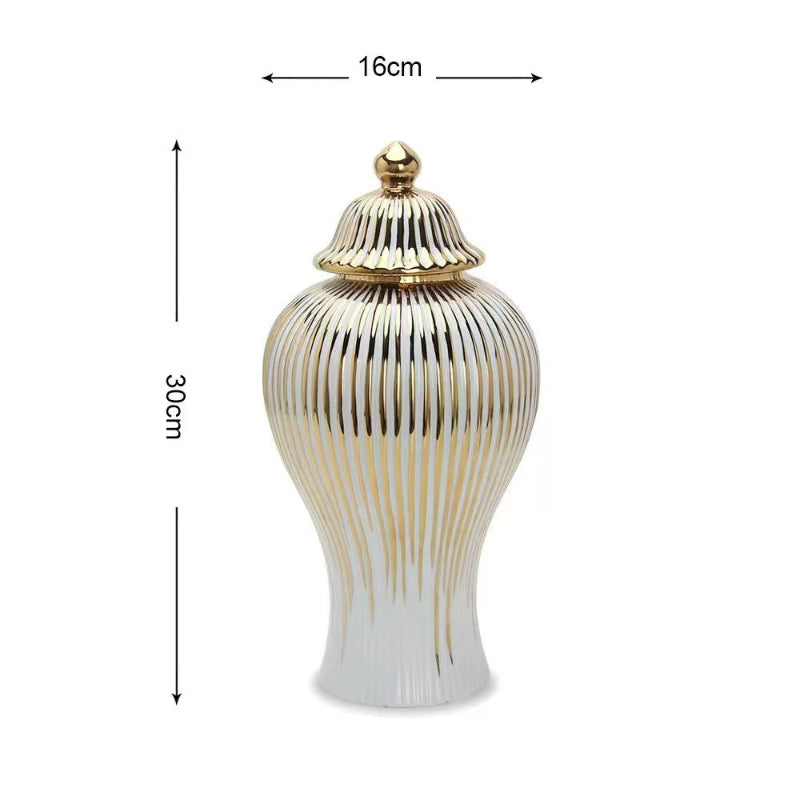 Opulent Gold-Rim Ceramic Vase