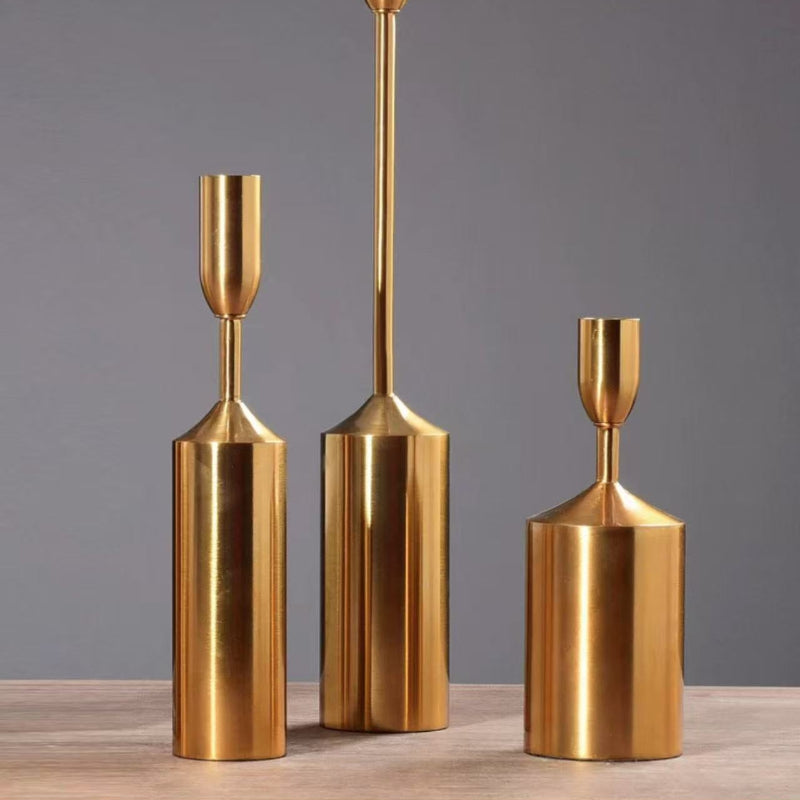 Gilded Elegance Candle Holder Set