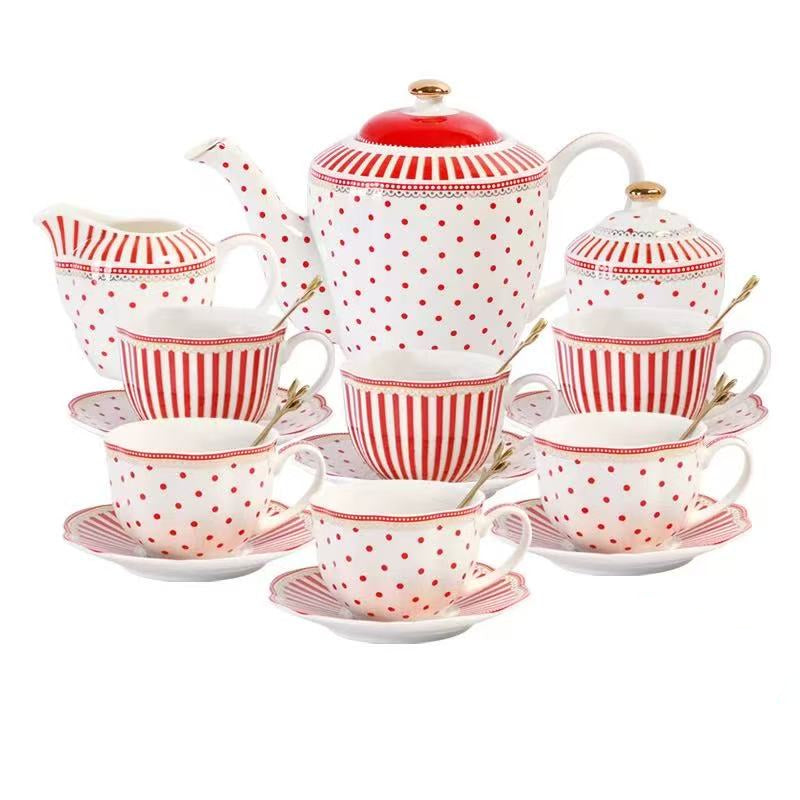 Scarlet Dots Porcelain Tea Set