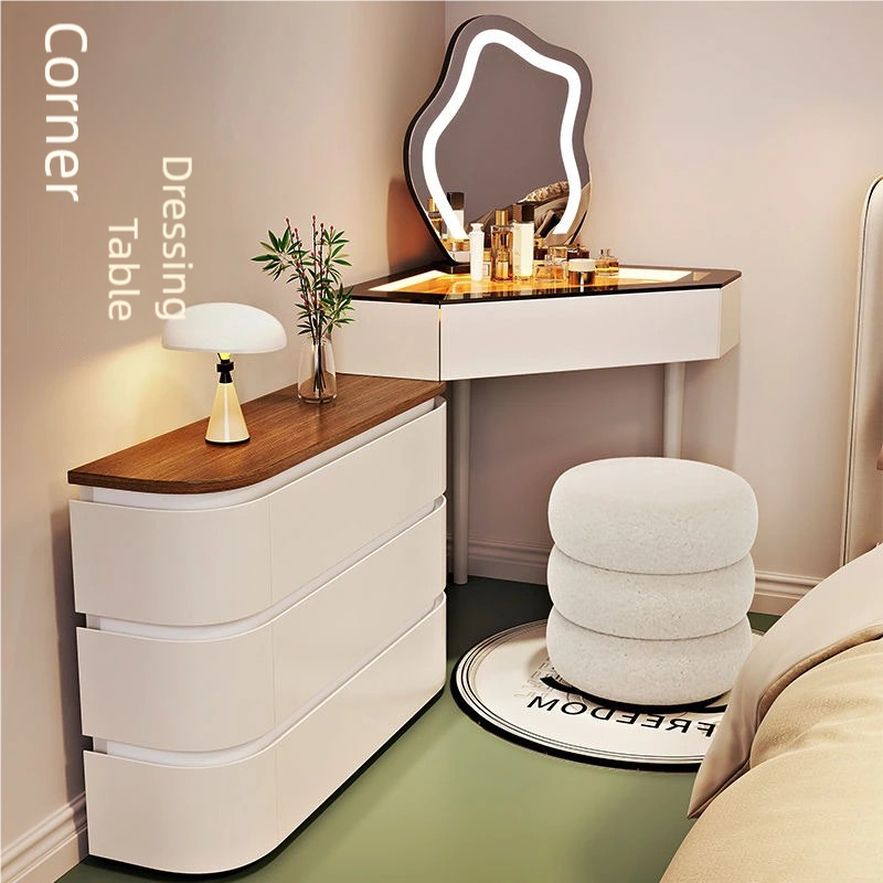 LunaGlow Corner Vanity Set（Chairs, And Mirrors Are Not Included）