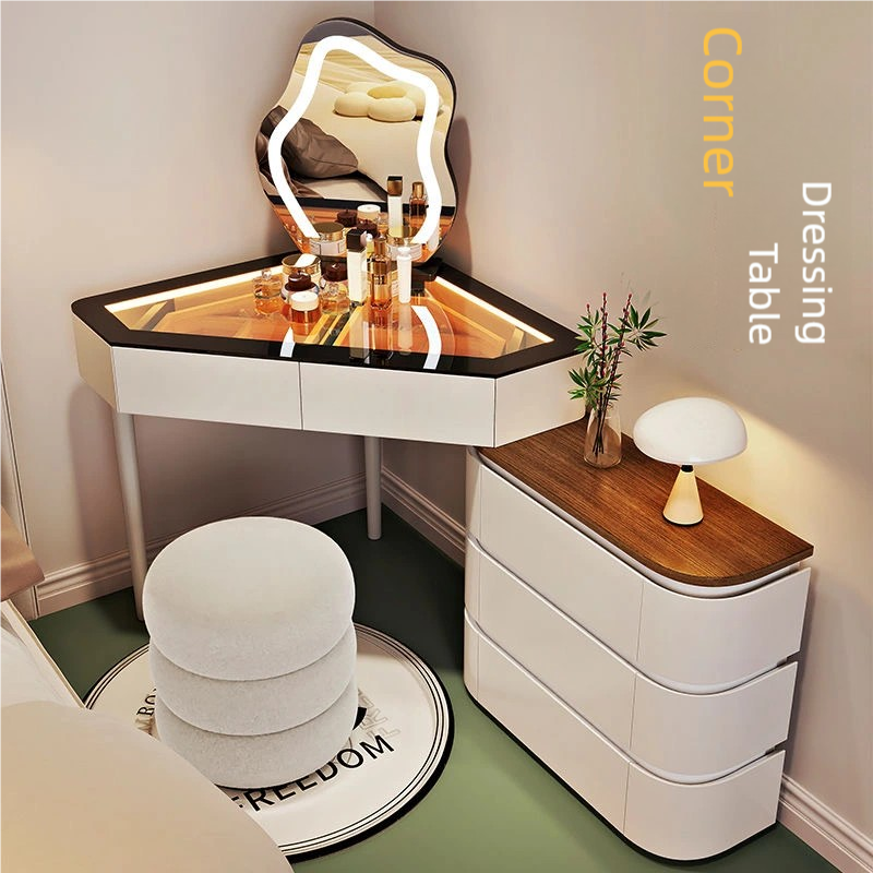 LunaGlow Corner Vanity Set（Chairs, And Mirrors Are Not Included）