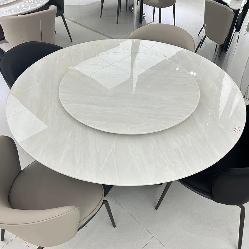 Luxe Marble Round Dining Table with Lazy Susan#H25150
