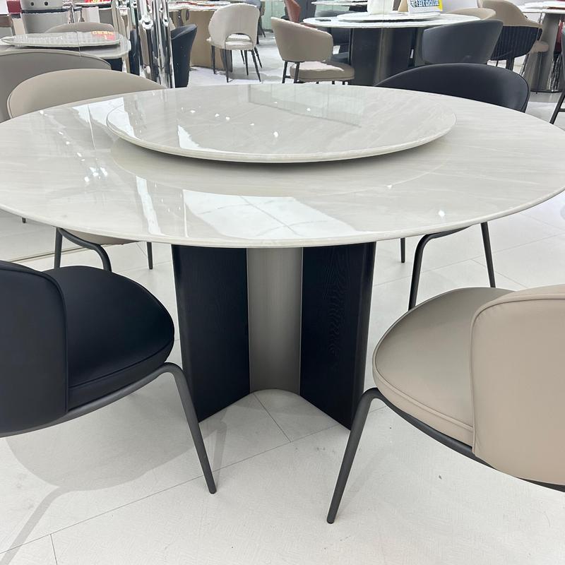 Luxe Marble Round Dining Table with Lazy Susan#H25150