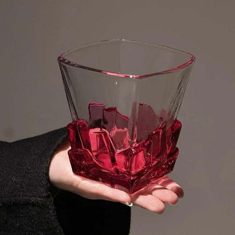 Crimson Ice Sculptural Glass Tumbler