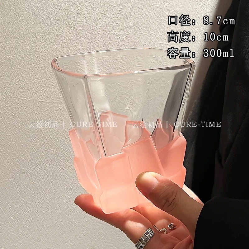 Crimson Ice Sculptural Glass Tumbler