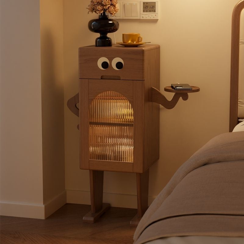 Big Eyes Solid Wood Nightstand with Sensor Light