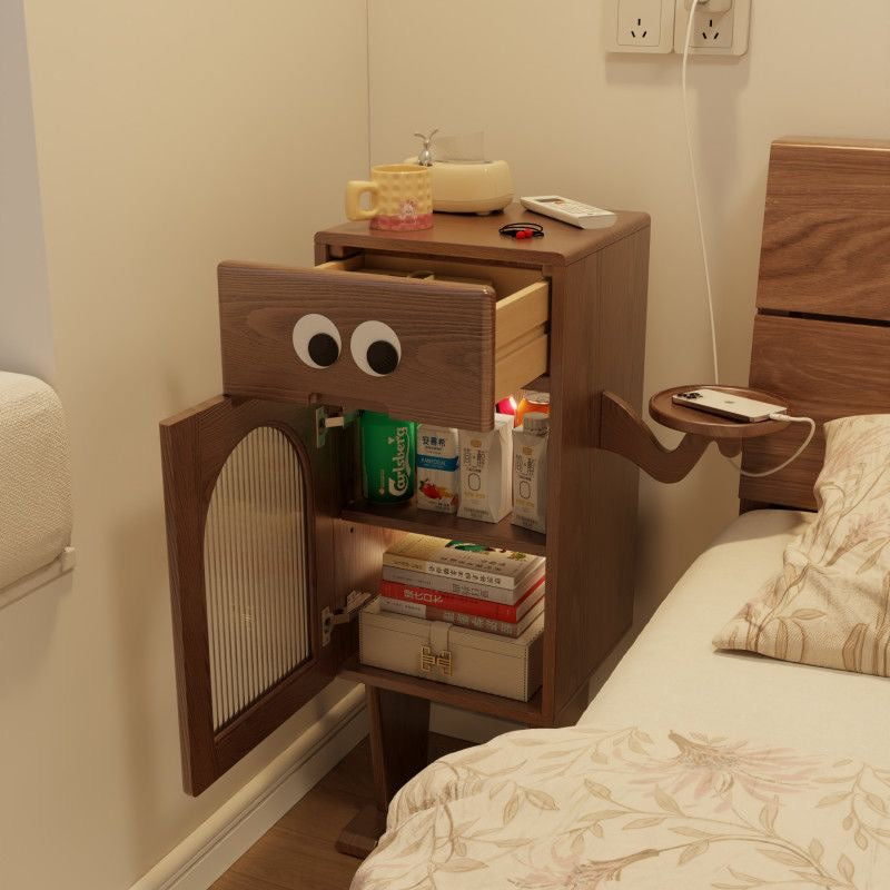 Big Eyes Solid Wood Nightstand with Sensor Light