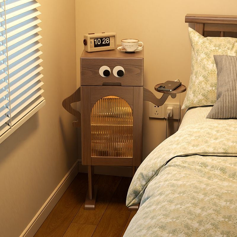 Big Eyes Solid Wood Nightstand with Sensor Light