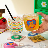 Rainbow Bloom Glass Goblet