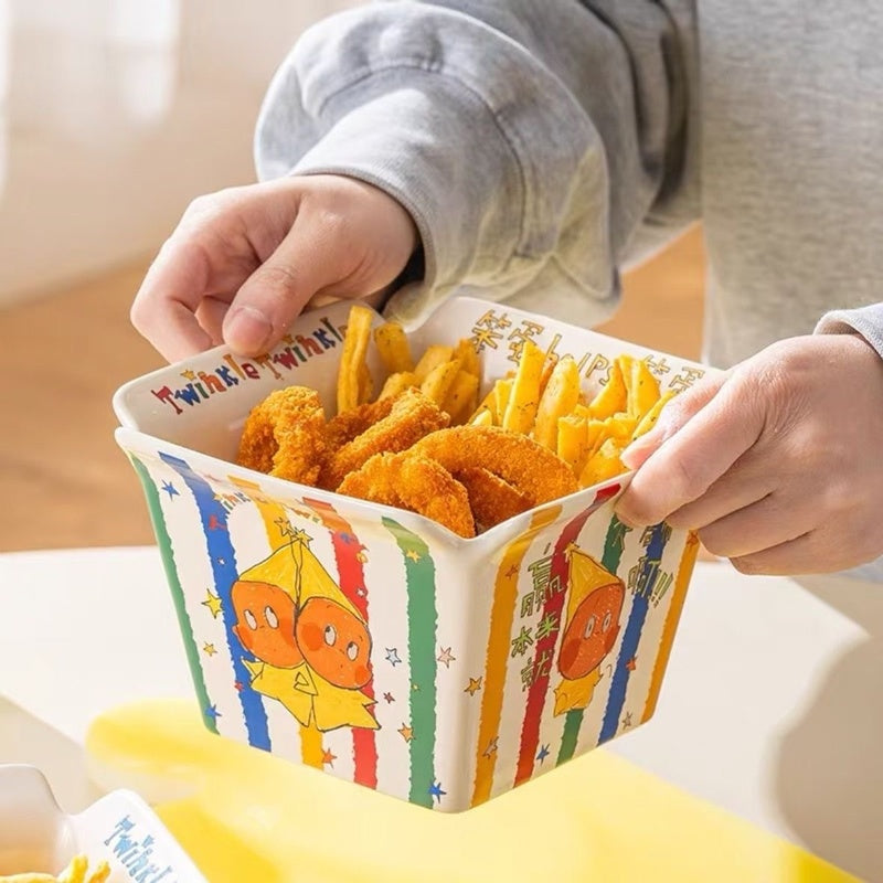 Golden Pop Ceramic Fry Bowl