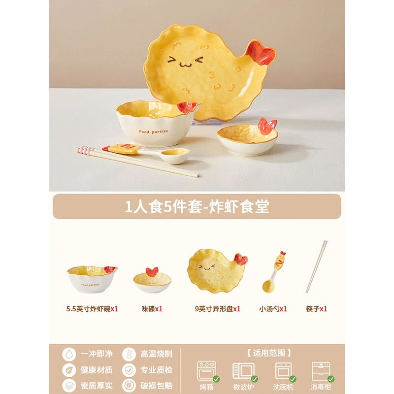 Sunny Shrimp Ceramic Dinnerware Set