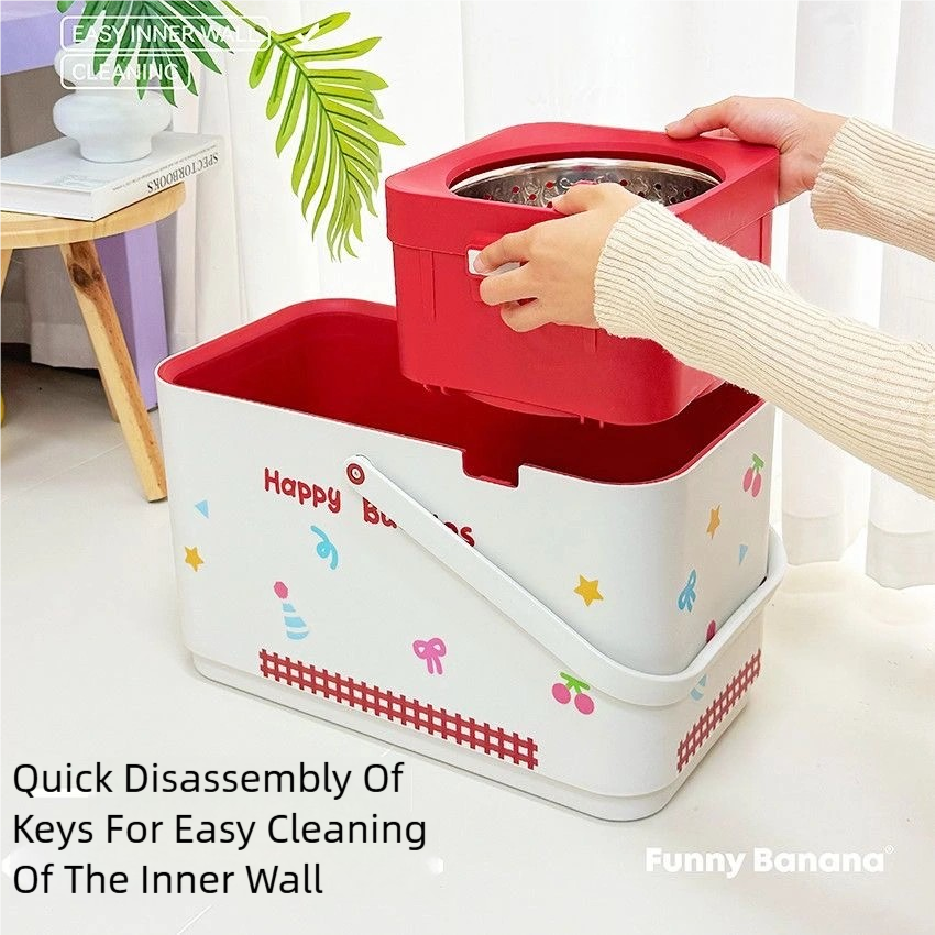 HappyClean Spin Mop Bucket Set with 6 Mop Heads