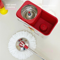 HappyClean Spin Mop Bucket Set with 6 Mop Heads
