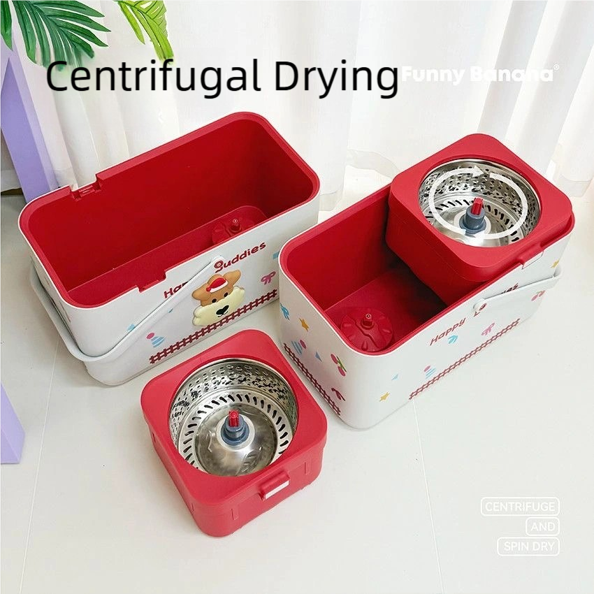 HappyClean Spin Mop Bucket Set with 6 Mop Heads