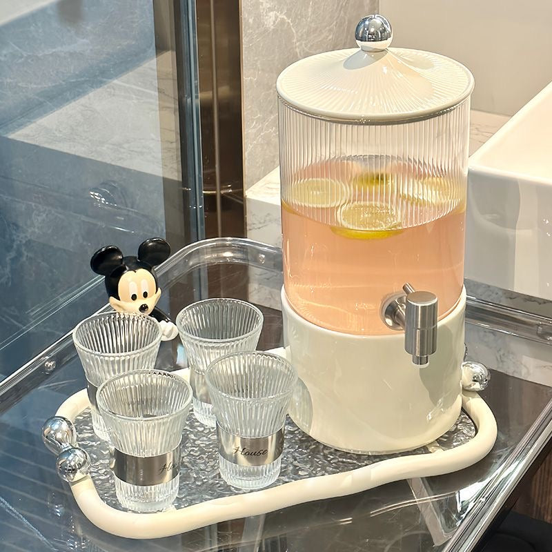 Luxe Ribbed Glass Beverage Dispenser Set