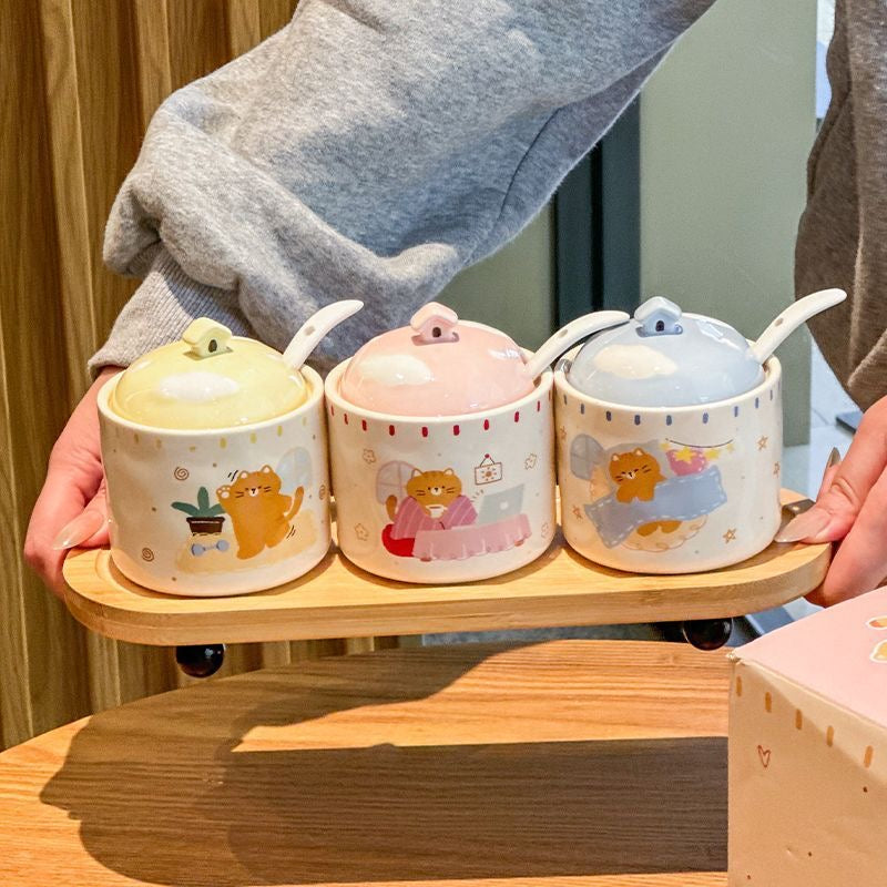 CozyCat Ceramic Spice Jar Set