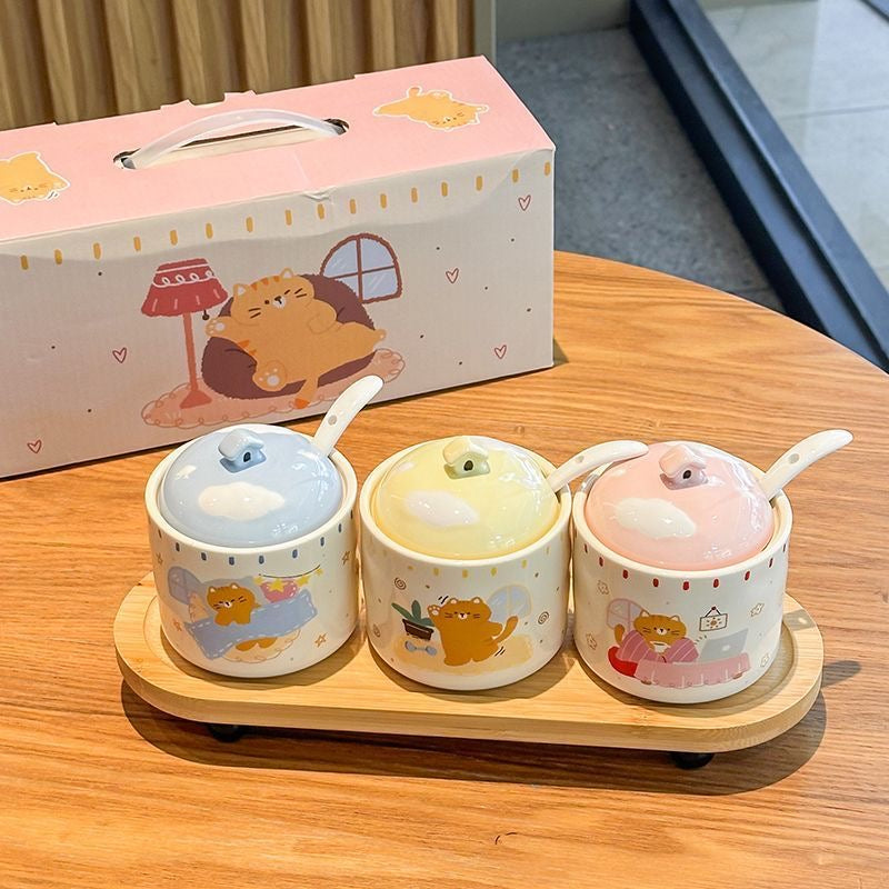 CozyCat Ceramic Spice Jar Set