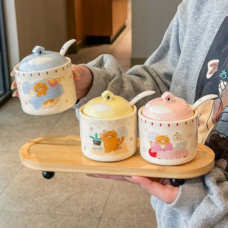 CozyCat Ceramic Spice Jar Set