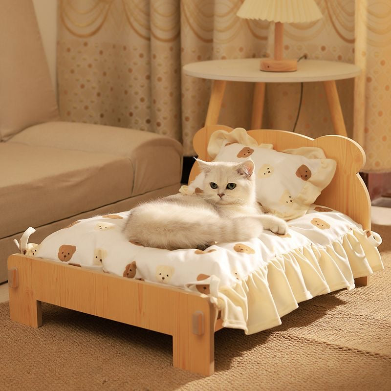 Cozy Cub Wooden Pet Bed（Bedding and pillows are not included.）