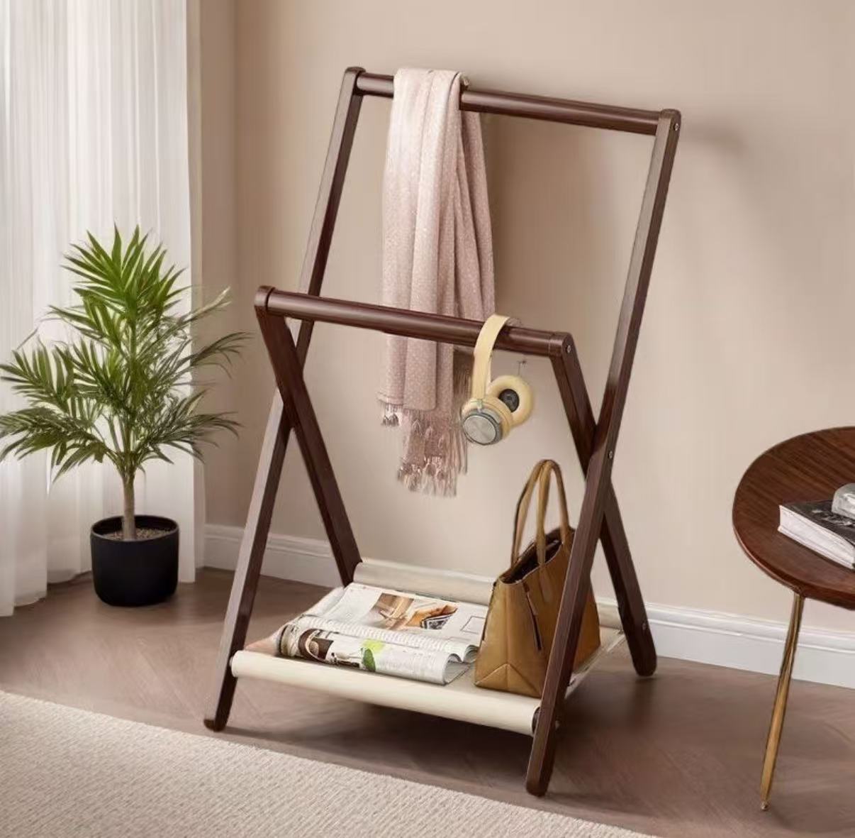 HarborFold Wooden Valet Rack