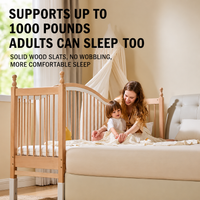 Children's solid wood bed with adjustable height.