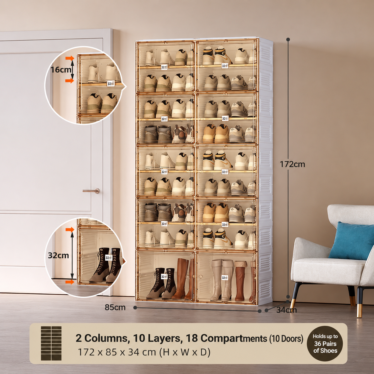 ClearStack Modular Shoe Storage Cabinet