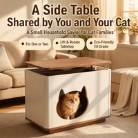 Portable side table, cat-shaped side cabinet