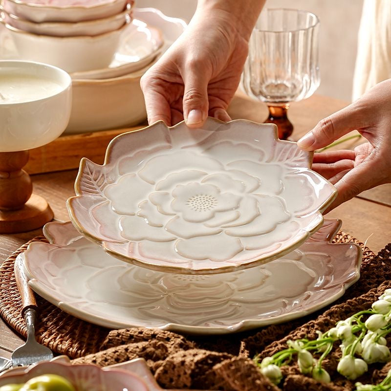 Pre Sale Rose Gradient Bowl and Dish Set Household Ceramic Bowl