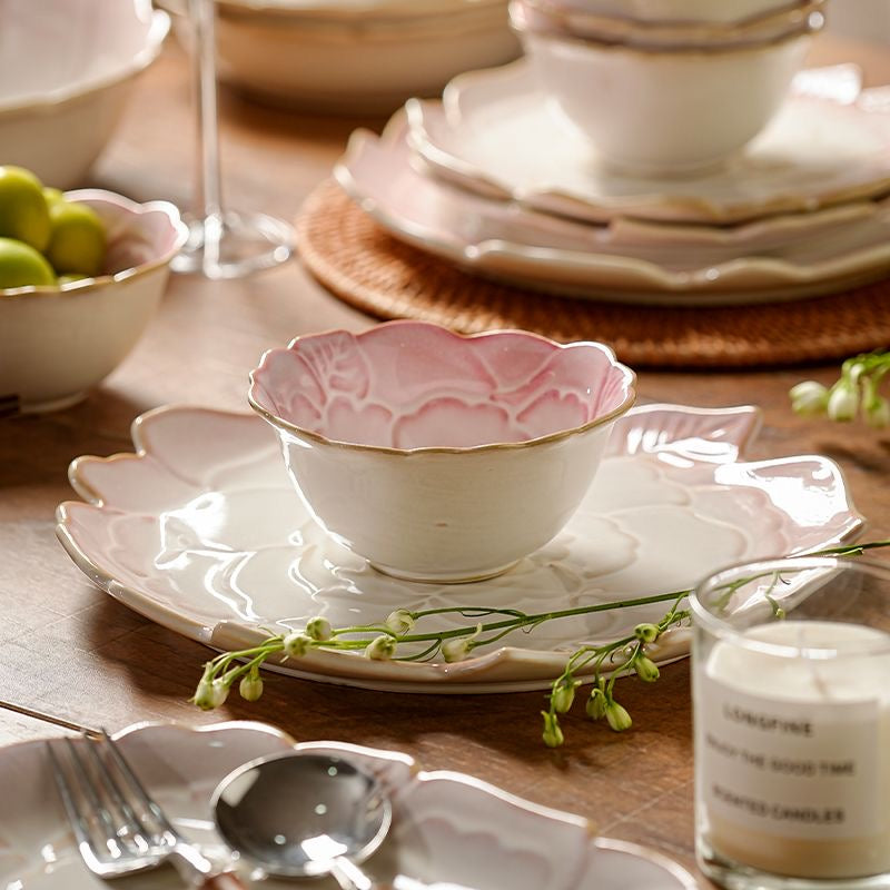 Pre Sale Rose Gradient Bowl and Dish Set Household Ceramic Bowl