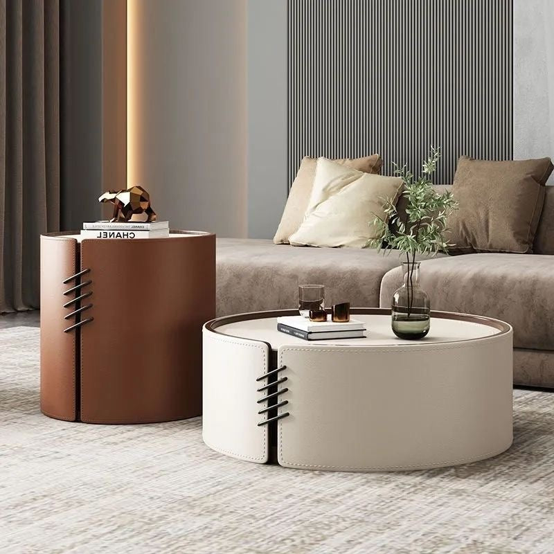 Saddle Leather Coffee Table Combination