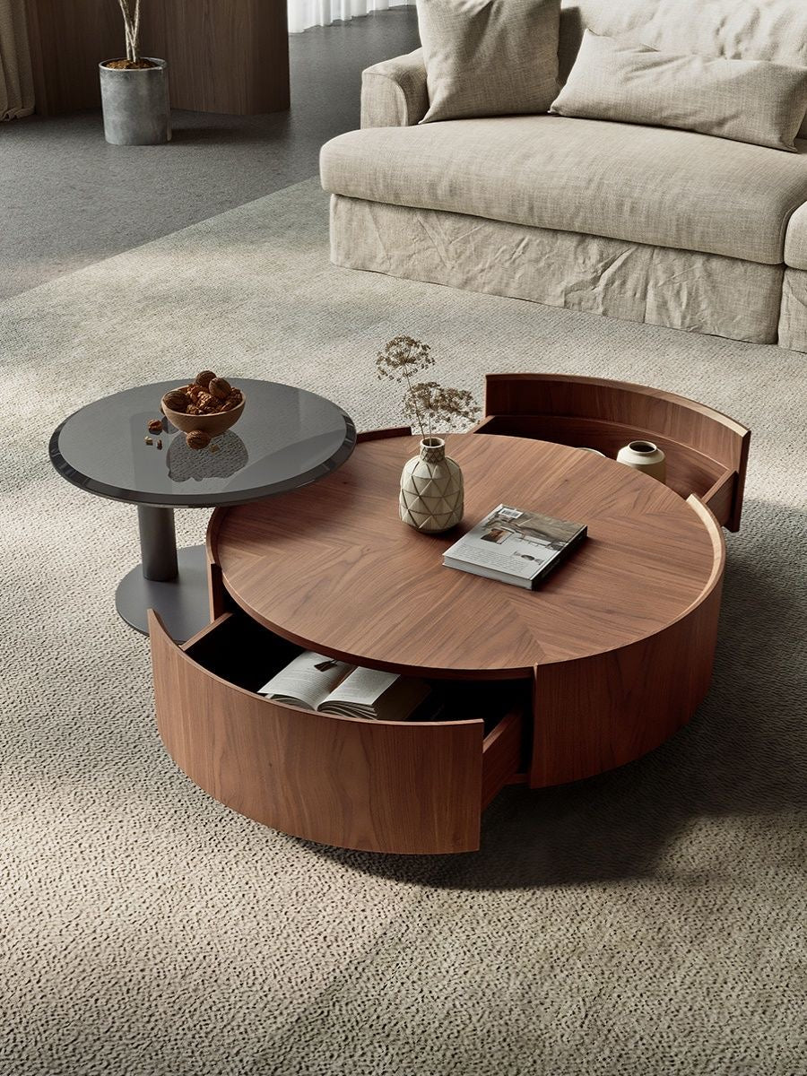 Walnut Wood Coffee Table Set 0976