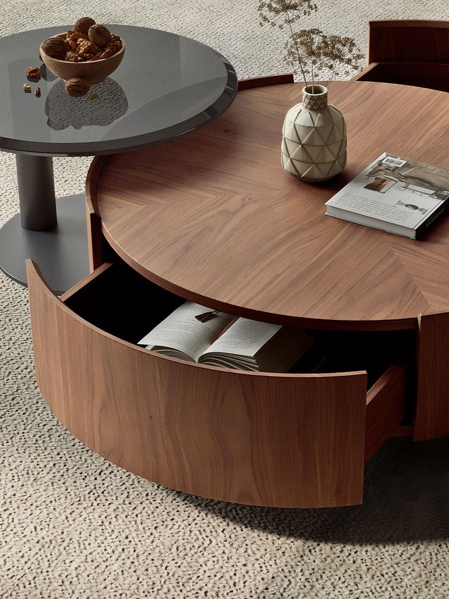 Walnut Wood Coffee Table Set 0976